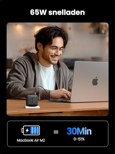 UGREEN 65W USB C Charger 4 Poorts Oplader PD Lader met PPS GaN Tech Compatibel met 20W voor MacBook, iPhone 16, 16 Pro, 16 Pro Max, 15 14 13, iPad, Dell XPS 15, Galaxy S24, S23, MagSafe enz. - Afbeelding 3