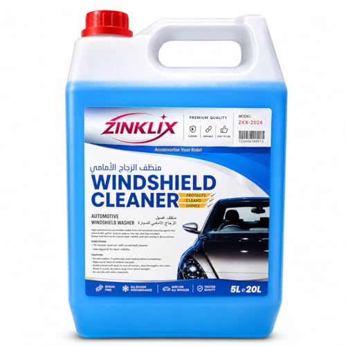 Windshield Washer Fluid For Cars Ready-to-Use Bug Remover Streak-Free Glass Cleaner Anti-Fog Windscreen Washing Liquid Crystal-Clear Visibility Road Grime - 5 Liter