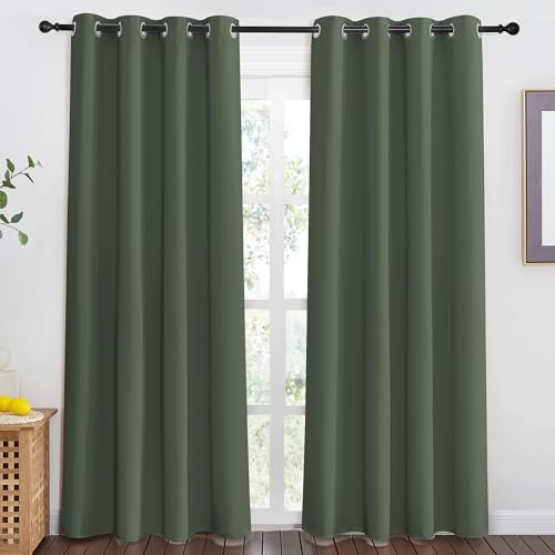 NICETOWN Blackout Curtain Window Treatment Thermal Curtain Solid Grommet Room Darkening Drape for Bedroom/Living Room, Dark Mallard, 1 Panel, W46 x L80