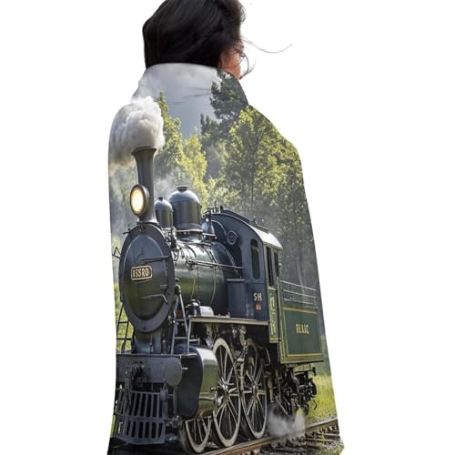 Couverture ronde train à vapeur en peluche douce pour Noël