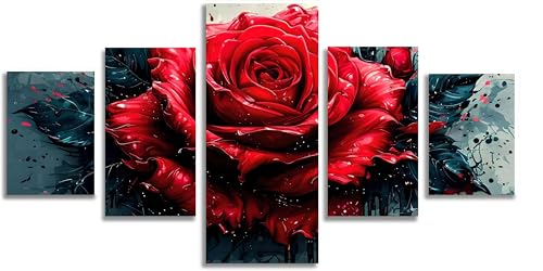 Kit complet diamond painting 5D rose rouge pour adulte | Broderie diamant F696