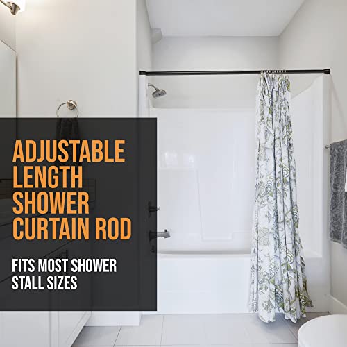 Image of Story@Home Curtain Rod 104-170 CM | Adjustable Curtain Without Drilling | Extendable Shower Curtain Tension Rod | Rustproof Metal Curtain Rod Pipe | Stable Spring Installation | Black