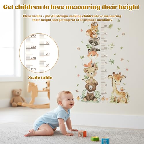 Miniatura 2 de Medidor Niños Pared, Vinilo Pared Infantil Con Diseño De Animales Del Bosque, Gráficos De Crecimiento 50-150 Cm, Adecuado Para Decorar Habitaciones De Niños Y Niñas
