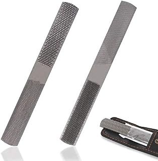 KALIM 2 Pcs Multi-Function 4-in-1 File, High Carbon Steel Hand File, 4 Way Wood Rasp File with Flat/Half Round Sharps, for Wood, Soft Metal, Plastic and etc.
