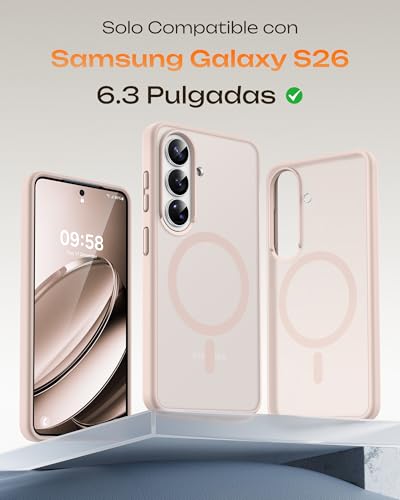 Image of TOCOL for Samsung Galaxy S26 Case, Compatible with Magsafe, Full Camera Protection, Built-in Magnetic Ring, Drop Protection, Translucent Matte Phone Case for S26 6.3 inch (Desert)