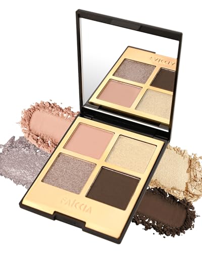Eyeshadow Paleta, 4 colores góticos, sombra de ojos gótica, color oro rosa, gris ahumado, paleta natural neutra con espejo, textura aterciopelada, tamaño de viaje duradero, maquillaje perfecto para