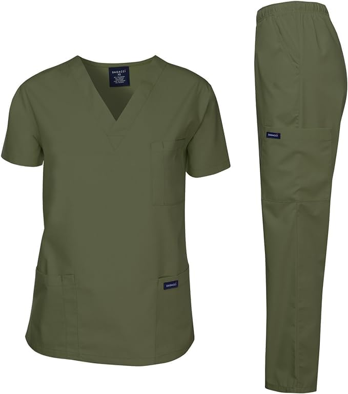 GenericDagacci Medical Uniform Women and Men Medical Scrubs Top and Pants Scrub Set 8 pockets Maid Nurse Doctor