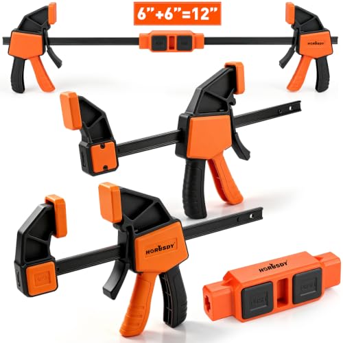 Image of 3-Pack Wood Clamps for Woodworking, 2-Piece 6 inch Bar Clamps with Clamp Connector, Quick-Release Wood Clamps with 150 LBS Load Limit, Wood Clamp Set for Woodworking, Gluing & DIY Projects
