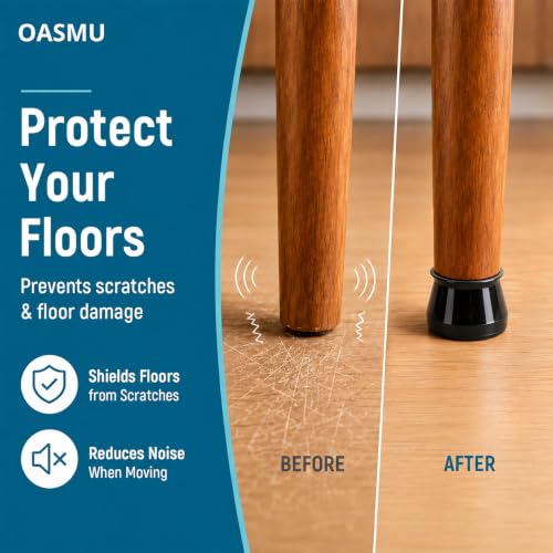 Image of OASMU 32 Pcs Chair Leg Floor Protectors for Hardwood Floors Black
