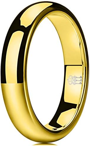 THREE KEYS JEWELRY Womens Charming Jewelers 4mm Gold Tungsten Polished Wedding Carbide Ring Band for Women Engagement Size 9