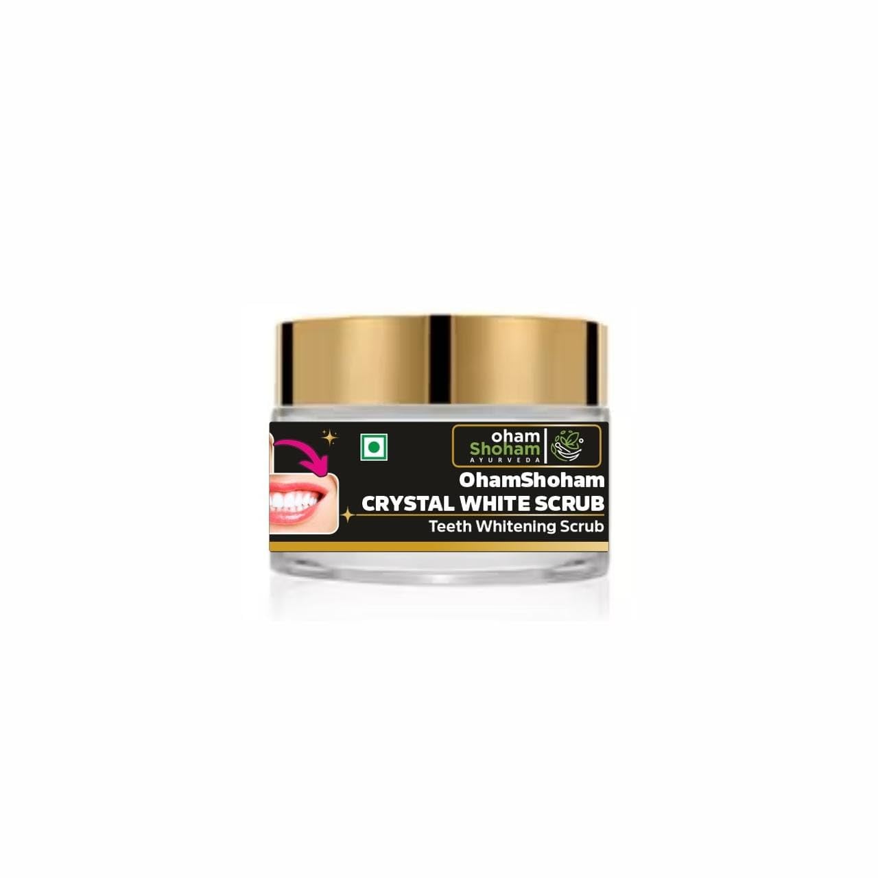 OhamShoham Ayurveda Crystal White Teeth Whitening Scrub for Stain Removal Bright Smile Oral Care Polish Paste Fresh Breath Enamel Safe Dental Cleaning 50g-image-4
