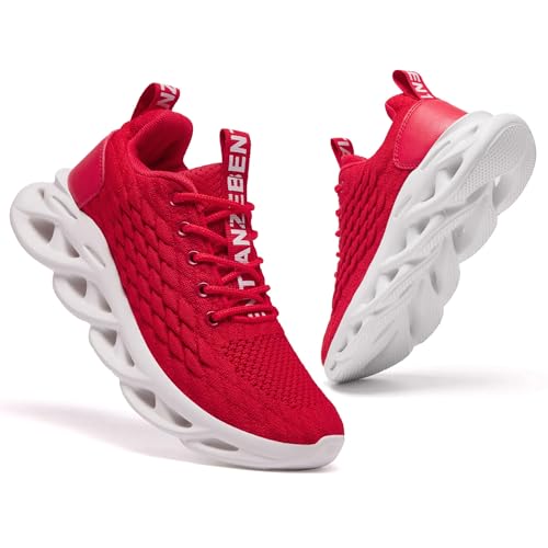 TIANZEBEN Damen Schuhe Laufschuhe Turnschuhe Sportschuhe Running Tennis Sneaker Walkingschuhe Fitnessstudio Freizeit Fashion Leichtgewichts Atmungsaktiv Rot 39