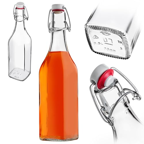 KADAX Botella de planchado de 500 ml, 1 pieza, botella de cristal con cierre de clip, botella vacía para rellenar zumo, aceite, vinagre, licor y jarabe, botella de zumo de vidrio, botella de licor