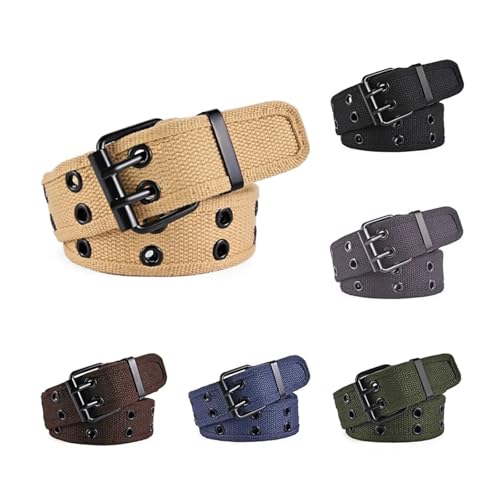 Canvas Belt for Men Luxury Metal Pin Buckle Army Tactical Nylon Braid Belts(Coffee)2