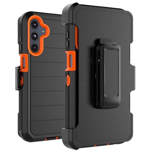 Coque Samsung A16 5G avec clip ceinture et protection écran intégrée - Noir/Orange