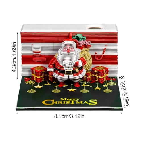 Bloc-notes créatif 3D Père Noël calendrier 2026 maison et école - 6