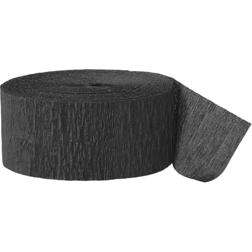 Premium Black Crepe Paper Streamer - 81 ft (1 Pc) - Perfect for Birthdays, Weddings, and Events