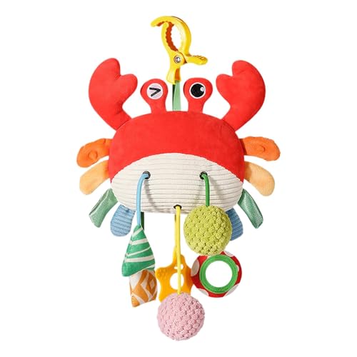 Hangable Rattles, Hangable Bell, Music Crib Toy, Crab Design Toy, Wind Chime Soft Music Rotating Animals Skin-Friendly Sturdy Ma