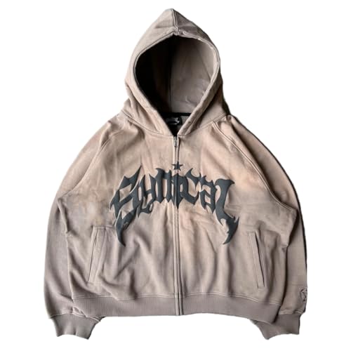 Womens Men Zip Up Hoodies Fashion Y2K Fleece Sweatshirts Pullover Harajuku Graphic Oversized Aesthetic Hoodie Jacket