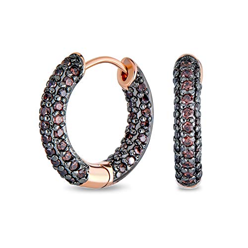 Créoles de luxe pave cz marron simulée morgane fini plaqué or rose