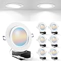 Sunco 6 Pack Adjustable Recessed Lighting LED, Gimbal Lights 6 Inch Directional Eyeball Canless, Selectable CCT 2700K/3000K/4000K/5000K/6000K, Dimmable, 12W, with Junction Box ETL