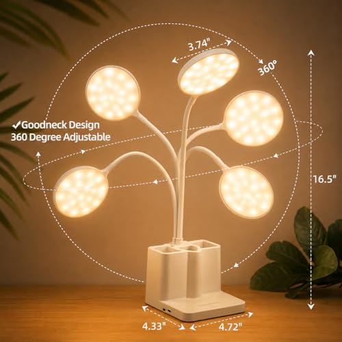 Image of Fulminare Plastic LED Desk Lamp Dimmable Table Lamp Reading Lamp with USB Charging Port 3 Colour Mode,Touch Control Eye Caring, Desk Lamp for Study, Work (Pawn)