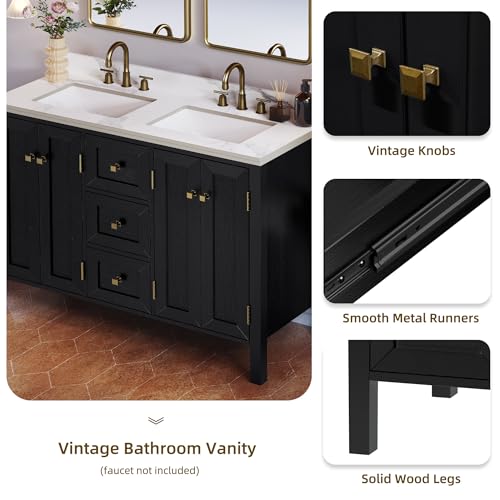 image for DWVO 47 Inch Bathroom Vanity with Double Sink, Retro Bathroom Storage 