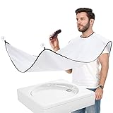 Shaving Apron Beard Collector Easy Bathroom Cleaning Beard Bib Beard Catcher, Waterproof and Non-Stick Grooming Beard Cape Apron, Best Gift for Man/Husband/Boyfriend/Dad, White (Deluxe Version)