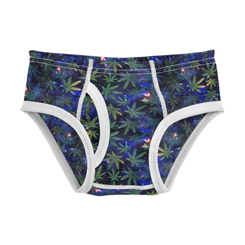 Boys' Exclusive Briefs Toddler Underwear 95% Combed Cotton Boxerbriefs 2T Dark Blue and Green Leaf 22