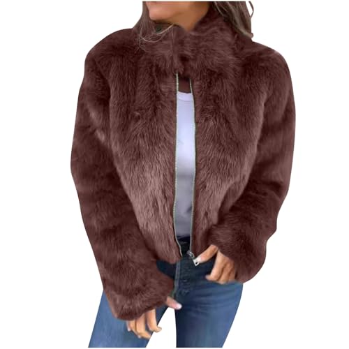 for Ladies Fall Winter Warm Fuzzy Basic Jackets Outfit Women 2025