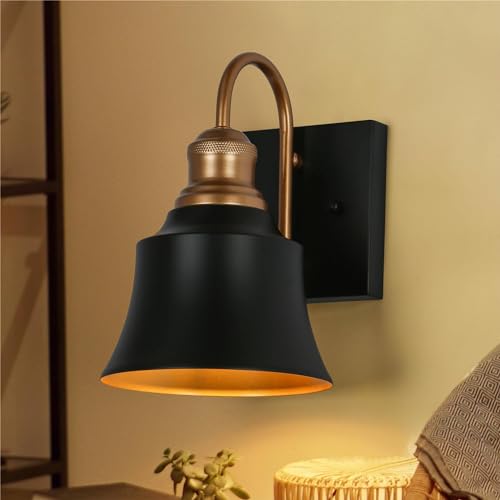 Image of KSANA Sconce Wall Lighting, Black and Gold Wall Mount Light Fixtures Modern Farmhouse Wall Sconces for Bedroom Living Room Hallway
