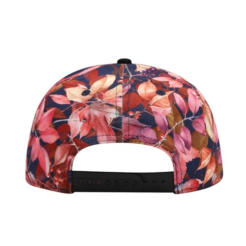 Image of Quanhaigou Hip Hop Snapback Hat Unisex Trucker Hat Hip Hop Plaid Flat Bill Brim Adjustable Baseball Cap Red Blue Floral