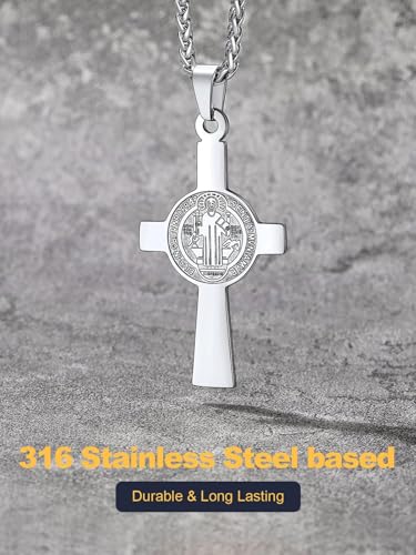 Image of U7 Saint Michael Necklace for Men,Stainless Steel /18K Gold Plated St Michael Archangel /Saint Benedict /Saint Christopher Pendant Amulet Necklace for Men Women