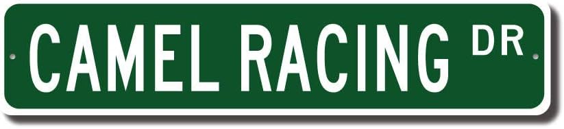 qidushop Camel Racing Camel Racing Fan Camel Racing Sign Camel Racing Decor Camel Race With Jockeys Street Sign Room Sign Wall Art Decor Aluminum Tin Sign