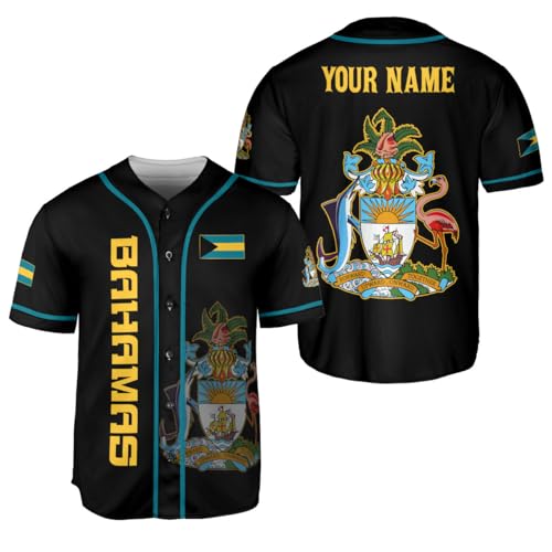 Generic Personalized Bahamas Baseball Jersey Shirt Bahamas Pride Flag Bahamian Jersey Soccer for Men and Women (Style 13), Small-5X-Large