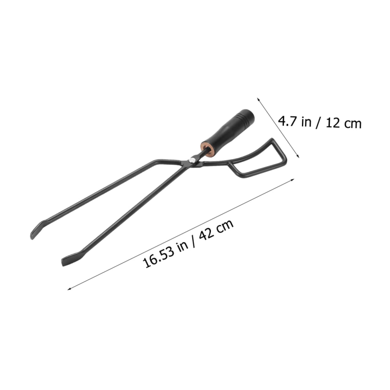 Pinza per Focolare da Esterno in Ferro con Manico in Legno Nero | Barbecue in Giardino e Picnic, Facile da Usare, Comoda Presa, per Legna e Carbone
