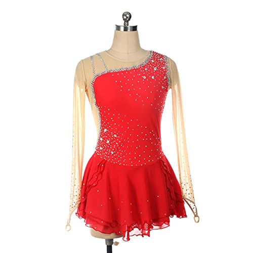 Robe patinage artistique avec manches du doigt et body ouvert pour la danse et gymnastique en L