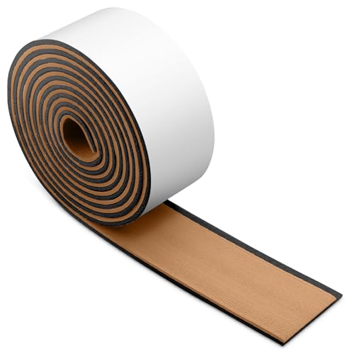 Xisair Tappetini per Ponti di Barca in Schiuma Eva Imitazione Teak, Decorazione Antiscivolo e Autoadesiva per Yacht, Barche a Vela, Camper, Piscine, Scanalature Diritte