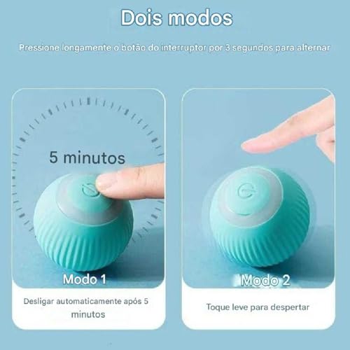Bola Giratória Inteligente Brinquedo Pet Estimulante e Divertido para Cães e Gatos Recarregável USB