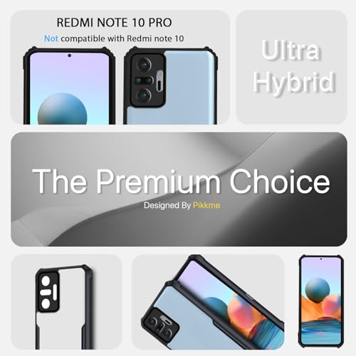 Image of Outlouders Back Cover for Mi Redmi Note 10 Pro /Note 10 Pro Max | Ultra Hybrid Transparent | Full Camera Protection | Raised Edge | Crystal Clear Bumper Case (Black)