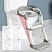 DEEKI 3 in 1 Potty Training Seat with Step Stool Ladder Foldable Anti-slip Toilet Chair Potty Seat for Toddlers Kids Boys Girls(Grey)