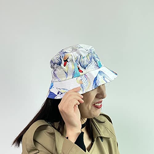 Swan Bird Bucket Hat For Women Men, Outdoor Sun Fishing Hat, Cute Fisherman Cap, Summer Beach Trendy Headwear #TOP3