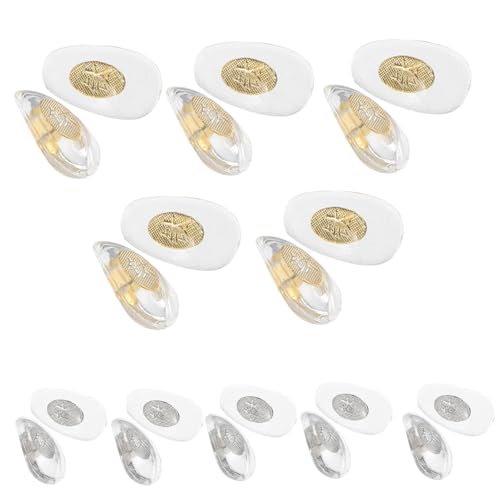 Ipetboom 10pairs Anti-Slip Glasses Nose Pads PVC and Copper Core Replacement Cushion for Eyeglasses and Sunglasses Comfortable Fit for All Frame Types Gold Silver