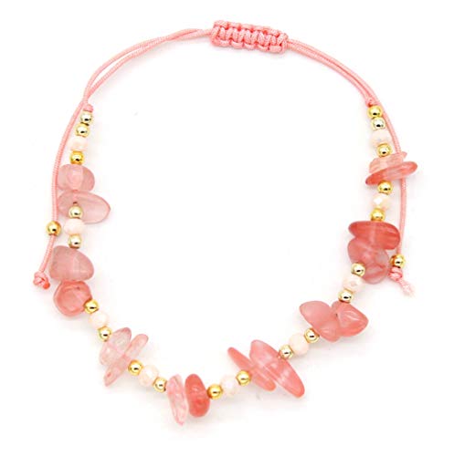 Preisvergleich Produktbild Musthaves Damen Fußkettchen mit Steinen - Anklet - Länge einstellbar (Pink)