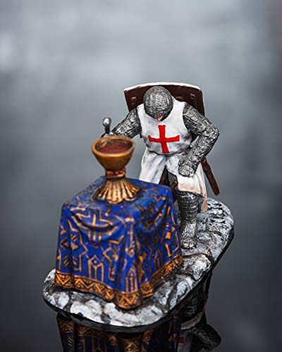 Ronin Miniatures - Knight With Holy Grail - Tin Metal Collection Military Soldier Toy - Size 1/32 Scale - 54Mm Action Figures - Hand Painted Sculpture - Home Collectible Figurines #TOP2
