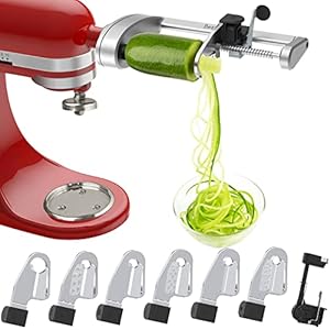 Spiralizer Attachment Compatible with KitchenAid Stand Mixer, Comes with Peel, Core and Slice, Not KitchenAid Brand Spiralizer Attachment(7 Blades)