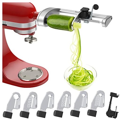 Bestand Acessório espiralizador compatível com batedeira KitchenAid embalada com casca, núcleo e fatia, fatiador de vegetais (não espiralizador da marca KitchenAid) (7 lâminas)