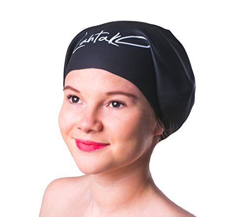 Long Hair Swim Cap - Swim Caps Cool - Stylish Swim Cap For Braids Weaves Dreadlocks - Bathing Cap - Silicone Shower Cap (Black L) #TOP5