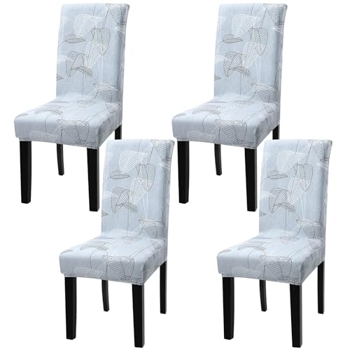 KASTWAVE Dining Room Chair Covers 4 Pack Super Fit Stretch Removable Washable Short Dining Chair Protector Cover Seat Slipcover for Hotel Dining Room Ceremony Banquet Wedding Party
