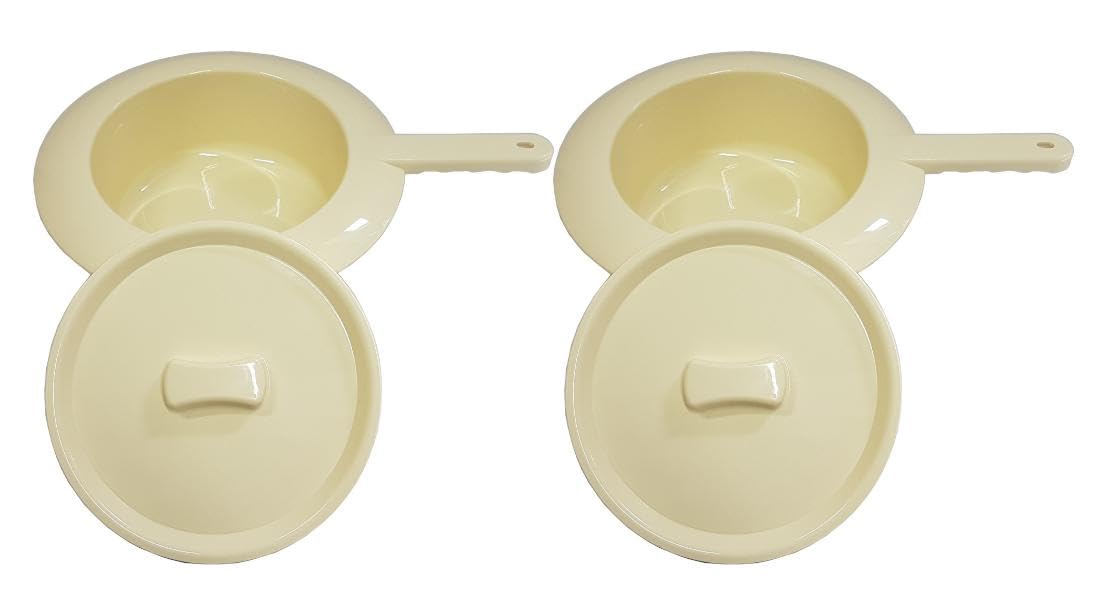 2x FabaCare Medizinische Pflege-Bettpfanne für Erwachsene aus Kunststoff, Bettpfanne, Toilettentopf, Mobile Toilette, Zimmertopf, Stechpfanne, Töpfchen, Stechbecken, Nachttopf, Mobiles WC, Doppelpack